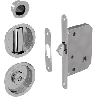 SLID'UP BY MANTION - Schiebetürschloss Wc-schloss Set, Rund, Nickel Gebürstet