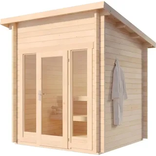 FinnTherm Gartensauna Außensauna mit Montagematerial - Naturbelassen