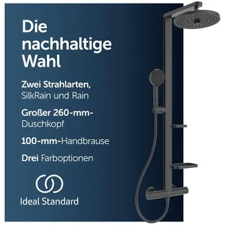 Ideal Standard Alu+ Duschsystem mit Brausethermostat 2 Ablagen, silk black