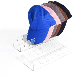 D-buy 2 Pcs Hat Organizer for Baseball Caps, No Install Acrylic Hat Holder for 14, Baseball Hat Storage Organizer, Hat Holder Hat Stand for Baseball Caps for Bedroom, Dresser, Closet, Office