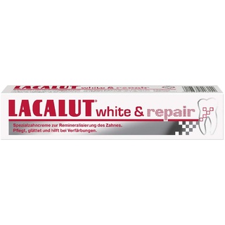 LACALUT WHITE & REPAIR ZAHNCREME, 75ml Zahnpasta zum Aufhellen der Zähne, Straffung und Festigung des Zahnfleischs, Zahncreme für weiße Zähne, 1 x 75ml
