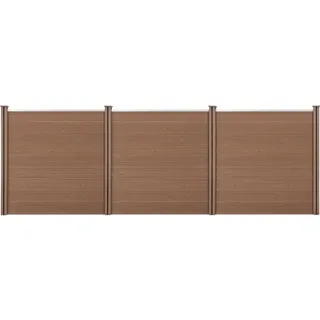 [neu.holz] WPC Lamellenzaun Getafe 183 x 531 cm braun inkl. Pfosten