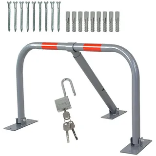 Grafner Parkplatzsperre klappbar mit Schloss und 3 Schlüssel, stabiles Stahlrohr mit Pulverbeschichtung, Parkplatzbügel Parkplatzblockierer Parkpfosten Sperrpfosten Parkbügel Poller Absperrpfosten