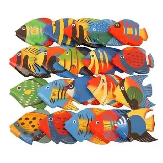 Deko-Fische aus Holz, kleine Streufische, 20 Stück