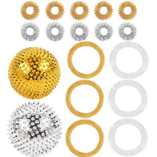 4 Stück Magnetic Massagebälle Set Mit 10 Massageringe & 6 Massage-Armbänder, Skills, Skills Borderline, Skills Panikattacken, Akkupressurringe, Skills Set, Skill Ball, Igelball Hart