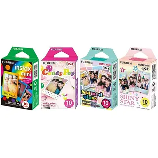 Fujifilm Instax Mini Instant Film Rainbow & Staind Glass & Candy Pop & Shiny Star Film-10 Blätter X 4 ausgewählten Value Set