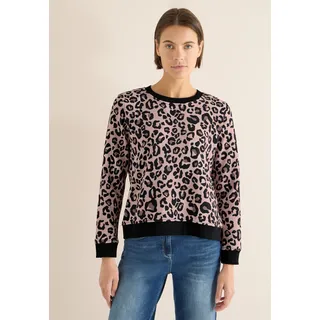 Sweatshirt CECIL, Damen, Gr. XXL (46), urban taupe, Web, 65% Baumwolle, 35% Polyester, normal, Rundhals, Rippbündchen, Sweatshirts Sweatshirt, im Leo Design