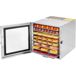 8 Ebenen Lebensmittel Dehydrator Maschine, Edelstahl Food Trockner für den Heimgebrauch, Trocknungsmaschine Dörrgerät mit Lebensmittel-Clip, Timer bis zu 0-24H 700W 35-90 °C