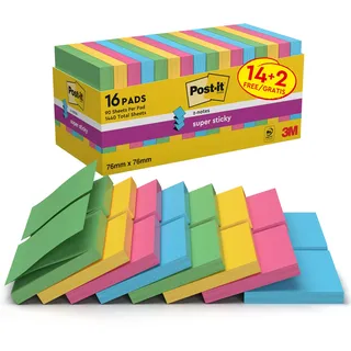 Post-it Super Sticky Z-Notes, 76 x 76 mm, farbig