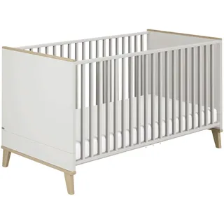 Paidi "FIENE 70x140cm in Grau, umbaubares Kinderbett mit Massivholz", grau (kieselgrau), B:76cm H:82cm L:145cm, Holzwerkstoff, Babybetten, Babybett, Gitterbett 4-fach höhenverstellbar, entnehmbare Sprossen, Juniorbett