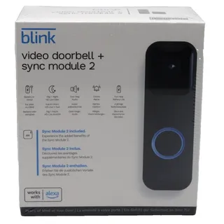 Amazon Blink Video Doorbell mit Sync-Modul 2 + schwarz, inkl. Sync Module (WLAN)