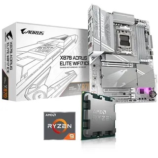 Memory PC Aufrüst-Kit Bundle Ryzen 7 9800X3D 8X 4.7 GHz Prozessor, GIGABYTE X870 AORUS Elite WIFI7 Ice Mainboard, be Quiet! Dark Rock 5 (zusammengebaut inkl. Bios Update + Funktionskontrolle)