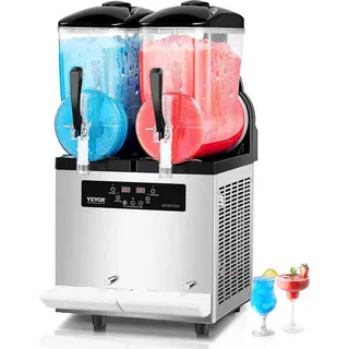 Vevor kommerzielle Slusheis Maschine 12 L x 2 Doppeltank-Maschine für gefrorene Getränke, 96 Tassen Edelstahl Slush-Eis-Maschine mit Tastenfeld Softeis Maker für Partys Restaurants Cafés Bars