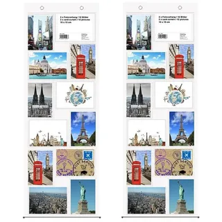 trendfinding Bilderrahmen Collage Fotovorhang Format 10 x 15 cm, für 24 Bilder (1 St), 2x12 Fotos im Quer- und Hochformat 27 cm x 85 cm | Querformat, Hochformat