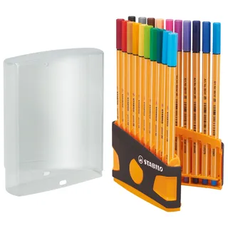 Stabilo Fineliner point 88 ColorParade - 20er Tischset in anthrazit/orange - mit 20 verschiedenen Farben
