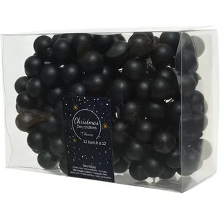 Kaemingk Weihnachtskugeln am Draht Glas 2cm x 144 Stück Spiegelbeeren zum Basteln Matt Schwarz