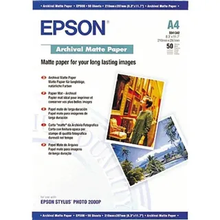 Epson Archival Matt Fotopapier matt weiß, A4, 192g/m2, 50 Blatt (S041342)