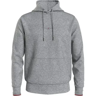 Tommy Hilfiger Hoodie TOMMY LOGO TIPPED HOODY Tommy-Tape innen am Ausschnitt, Flag-Stickerei am Ärmel grau M (48)