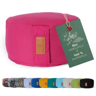 #DoYourYoga rundes Yogabolster - waschbarer Bezug, Bio-Dinkelspelz (KBA) Füllung, 30 x 15 cm, Yoga Kissen für Yin Yoga & Meditation - pink