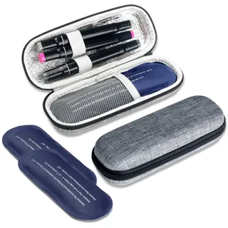 roargy Insulinkühler-Reisetasche mit 2 Kühlakkus, tragbare Medikamenten-Diabetiker-Kühler-Organizer-Tasche, Insulin-Tragetasche für Diabetiker-Zubehör (blau), blau, Kühltasche für Diabetiker