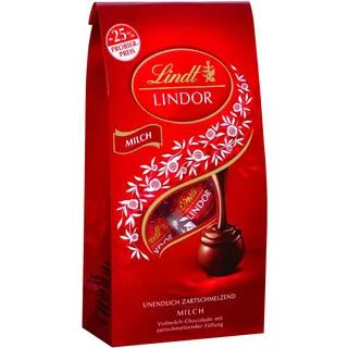 Lindt & Sprüngli Lindor Beutel Milch, Promotion, Vollmilch-Schokolade mit zartschmelzender Füllung, glutenfrei, 6er Pack (6 x 137 g)