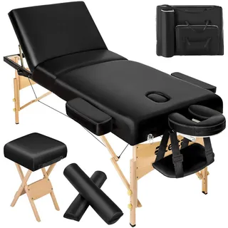Tectake 3 Zonen Massageliege-Set, Schwarz, Holz, 102x90x218 cm, Freizeit, Wellness, Körperpflege, Wohlfühlprodukte