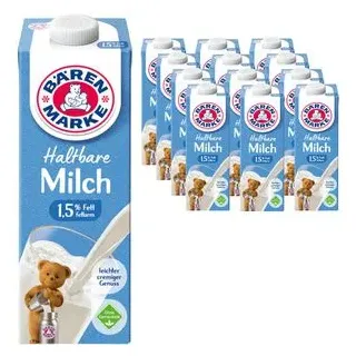 Bärenmarke Milch H-Milch 1,5% Fett, je 1 Liter, 12 Stück