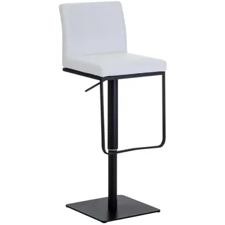 deluke Barhocker CARIN Kunstleder Weiß 42x44x86 cm Schwarz Barstuhl Höhenverstellbar Mit Lehne Drehbar Tresenhocker Tresenstuhl