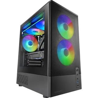 mars-gaming Mars Gaming Mc-onyx Gaming-Gehäuse, MicroATX Metallgitter 3x ARGB-Lüfter Dual-Chamber Schwarz