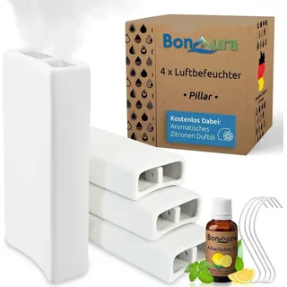 BonAura Luftbefeuchter Heizung Keramik I Haken & Duftöl [4er Spar-Set, 400ml] I Wasserverdunster für Heizkörper mit Duft I Verdunster & Befeuc...