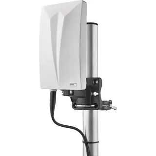 EMOS Innen- und Außenantenne Village, universale aktive Antenne für Fernempfang (0-80 km) von DVB-T2, DAB, FM, Full HD, mit integriertem LTE-Sperrfilter, 4G-, 5G-Filter und Verstärker