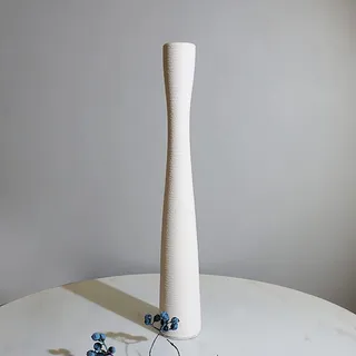 Cutfouwe Weiße Keramikvase Blumenvase Groß 50cm Schmal Hoch Bodenvase Deko | Modern Standvase für Pampasgras, Trockenblumen, langstielige Blumen & Dekozweige, Dekorativ Vase für Kaminsims und Flur