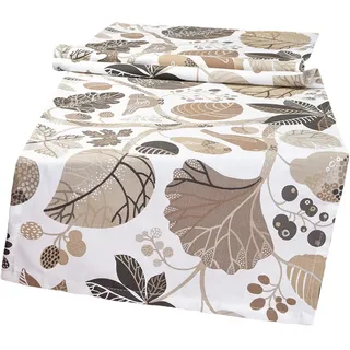 beties Zauberwald Tischläufer ca. 40x150 cm Tischdecke hochwertig & angenehm aus 100% Baumwolle (Taupe)
