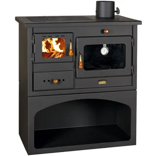 Prity - Stufa A Legna Con Forno. Piastre In Ghisa. 10kw Potenza Termica. Modello 1p 34 - Black