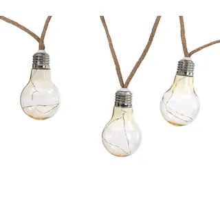 Dehner Solar-Lichterkette Manaus Kunststoff/Hanf 10 Glühbirnen 4,5 m Transparent/Silber
