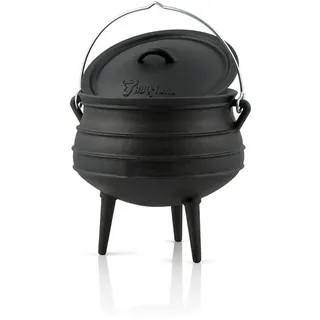 BBQ-Toro Potjie | Gusseisen Hexenkessel Potjie #2, ca. 6 Liter | Guss Kochtopf mit Füße | Südafrikanischer Dutch Oven | Kochtopf für offenes Feuer, Gusseisen Schmortopf mit Deckel | Fleischtopf