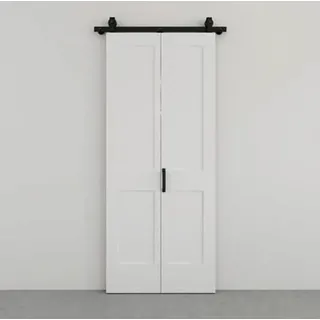 Pertura Falt-Schiebetür-Komplettset Milav Midbar weiß grundiert 900x2150 mm inkl. Laufschiene mit Rolle, Griff-Set