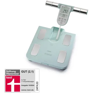 OMRON BF511 Personenwaage: Körperfettwaage mit Körperfett und Muskelmasse - 8-Sensoren mit Hand zu Fuß Messung, bis 150 kg, für Erwachsene und Kinder ab 6 Jahren