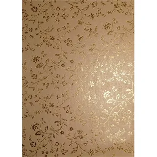 Netuno 5 Deko-Papier mit Muster 180 x 250 mm 150g Motivpapier Perlmutt-Gold mit Blumen in Gold gemustertes Bastelpapier Vintage Designpapier Blumen Effektpapier basteln Decorative Craft Paper