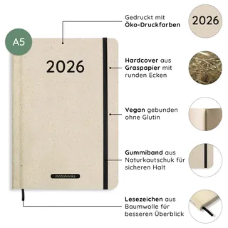Matabooks – A5 Kalender Samaya 2026 Farbe: Nature M (DE/EN):