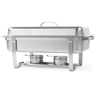 HENDI Chafing Dish, mit GN1/1 Behälter, 2X Brennpastenbehältern, einsteckbarem Deckel, Warmhaltebehälter, Buffetwärmer, 9L, 600x358x(H) 295mm, Edelstahl