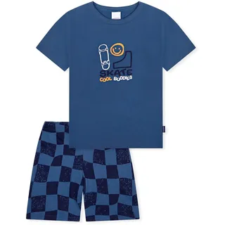 SCHIESSER Jungen Schlafanzug Set - Kids, kurz, Baumwolle Motiv, Single Jersey Blau / 116