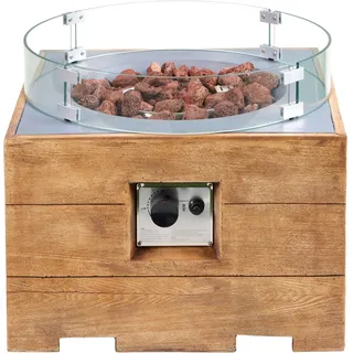 Intergrill Gasfeuerstelle Fire Pit | 122 x 38 x 38 cm | Outdoor Feuertisch für Garten Terrasse und Balkon | Windschutz und Lavasteinen