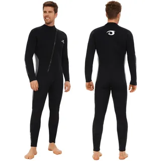 Owntop 5mm Neoprenanzüge für Männer – Winter Neoprenanzug Erwachsene Neopren Tauchanzug, Wet Suit Frontreißverschluss Voller Länge Ultrawarm für Kalt Wasser Tauchen Surfen, Herren Grau XL