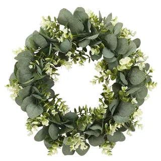 Künstliche Türkranz Deko, 30 cm Türkränze, Eukalyptus Künstliche Kranz, Pflanzenkranz Eukalyptus Blatt Kunststoff Pflanze Girlande für Heimtür Büro Wand Hochzeit Dekor für Frühling und Sommer