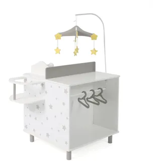 Bayer Chic 2000 Puppen-Wickeltisch | Mit Hochstuhl & Bad | Sternchen Grau
