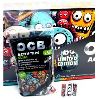 OCB Aktivkohlefilter Activ Tips slim 7mm Limited Edition Dreher Filter 50 Stück, made in Germany 7mm Filter Limited Edition bunt