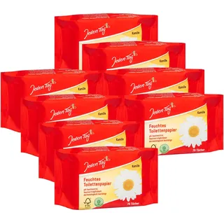 Jeden Tag Feuchtes Toilettenpapier Kamille 70 Tücher | pH Hautneutral, 100% Biologisch abbaubar | für eine mildende und hygienische Reinigung (8er Pack)