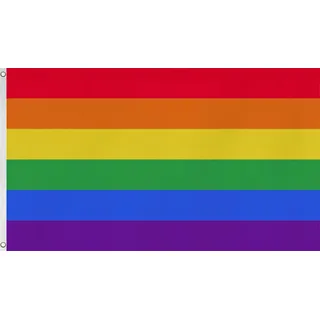 Premium XXL Regenbogen Flagge Fahne mit Metall-Ösen und spezieller Versiegelungstechnik - Doppelt gesäumt mit brillanten und lebendigen Farben Größe 150x250cm