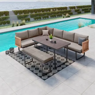 Loungegarnitur Emmi Anthrazit/Grau, 4-teilig